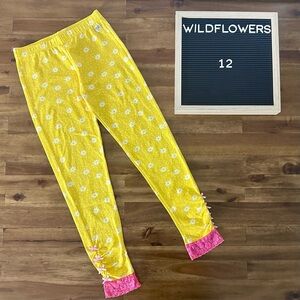 Wildflowers La La Land Sunny Delight Leggings 12 Yellow Floral Pink Lace Knit